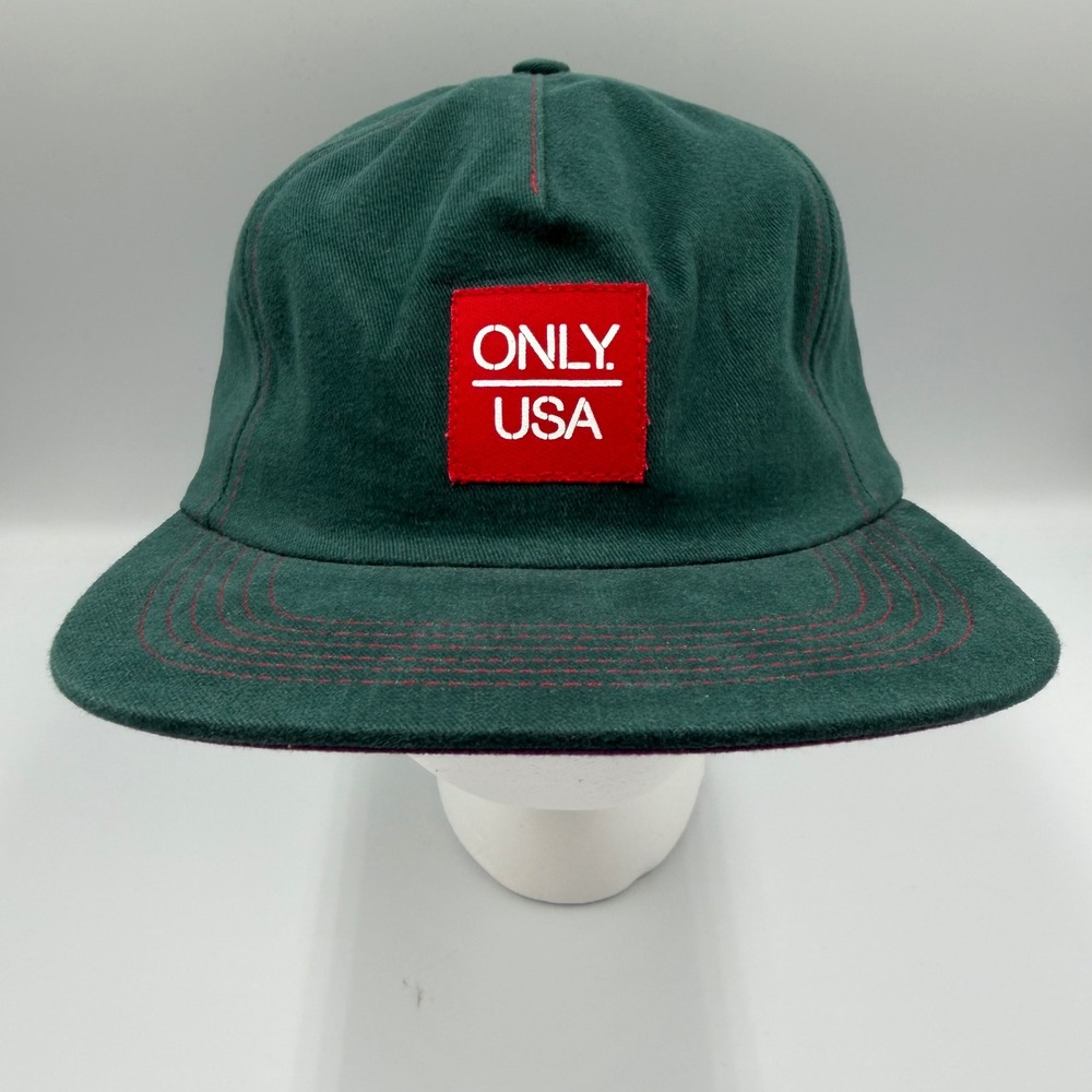 Only NY USA Snapback Hat Green Red Box Logo Purple Undervisor Made in USA Cap